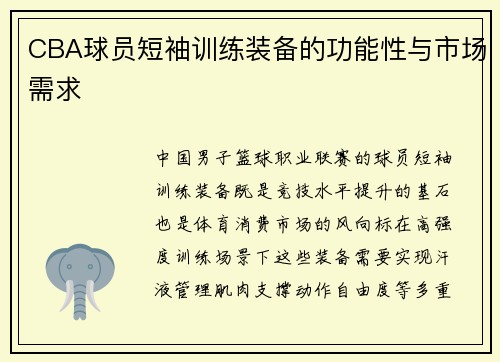 CBA球员短袖训练装备的功能性与市场需求